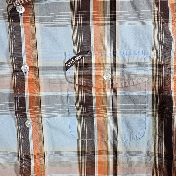 Ecko Unltd Mens Short Sleeve Plaid Button-Up Shirt Size L Cotton Blend Multicolo - Picture 7 of 12